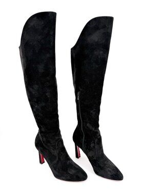 Christian Louboutin Eleonor Botta Knee High Black Suede Boots Size 40 US 10